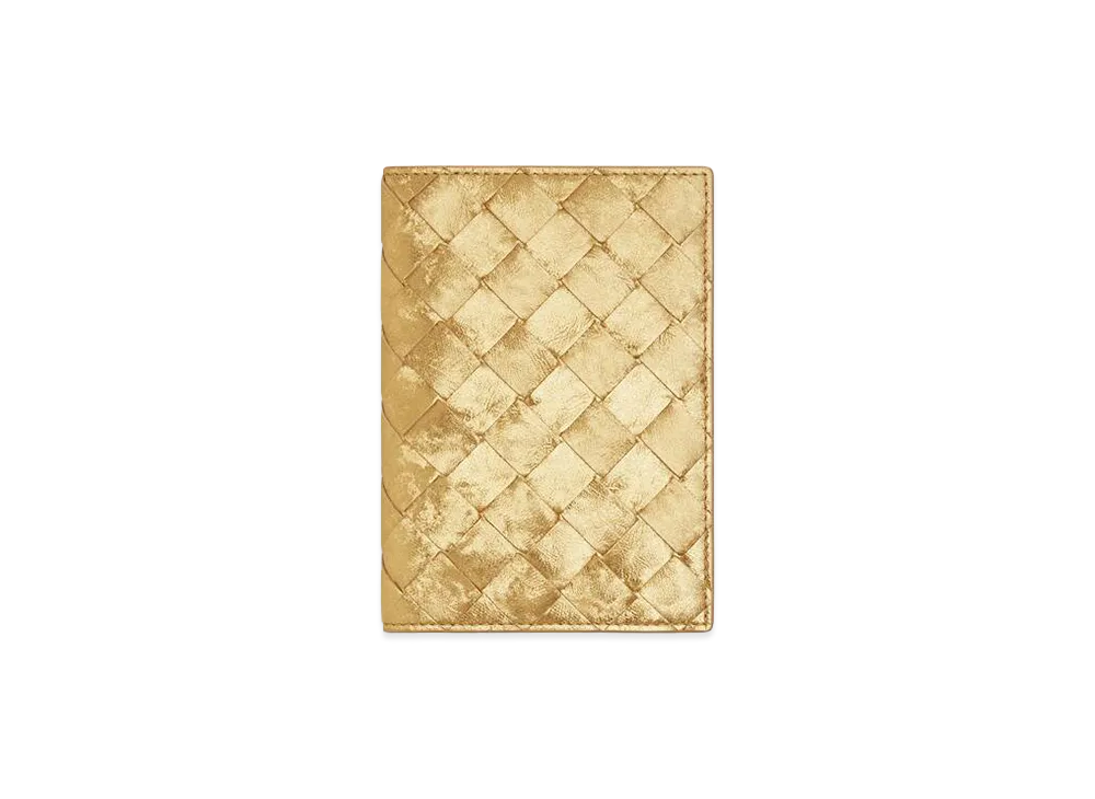 Bottega Veneta Intrecciato Passport Case "Gold"