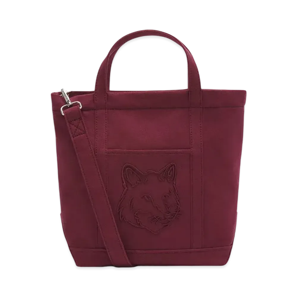 Maison Kitsune Fox Head Small Tote "Redstar"
