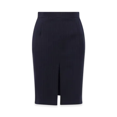 Saint Laurent Women's Striped Wool Pencil Skirt "Blue"