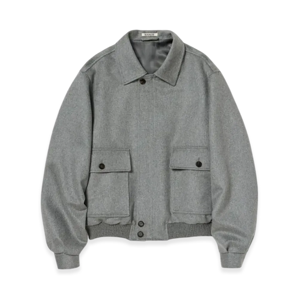 AURALEE Cashmere Moleskin Zip Blouson "Top Gray"