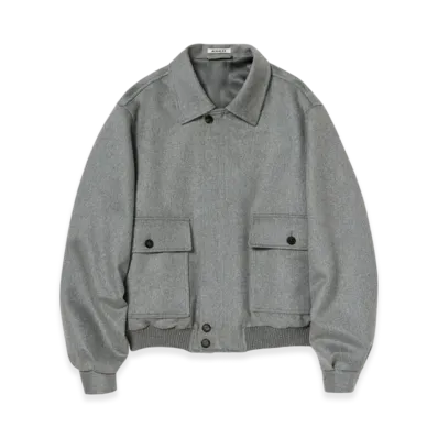 AURALEE Cashmere Moleskin Zip Blouson "Top Gray"