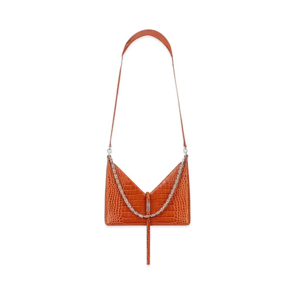 GIVENCHY Small Cut Out Bag in Crocodile Effect Leather with Chain "Camel"