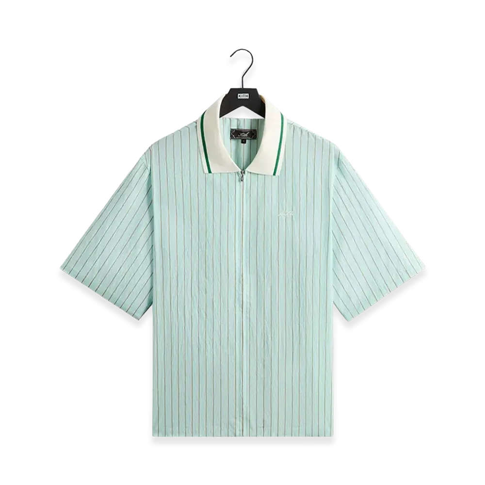 Kith Striped Poplin Thompson Zip Front Shirt "Breezeway"