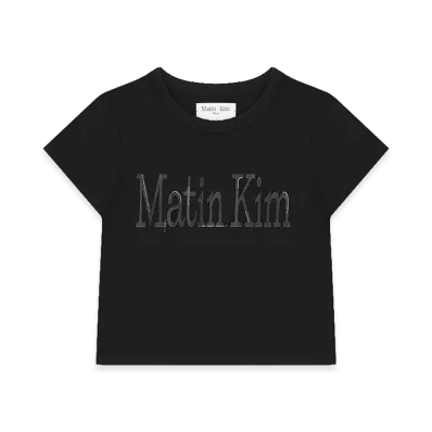 Matin Kim Women's Pattern Artwork Logo Crop Top T-Shirt "Black"