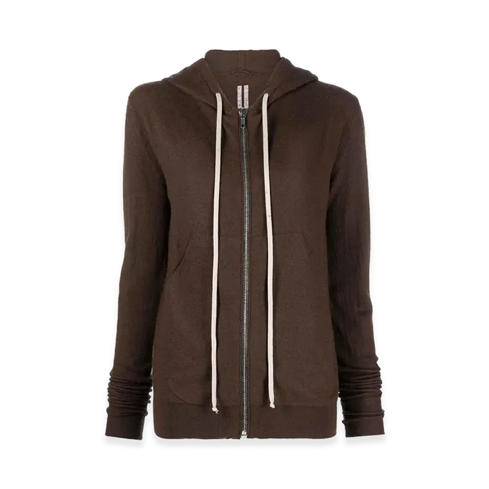 Rick Owens Women's Zip-Up Cashmere Hoodie "Brown"