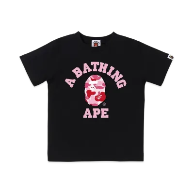 A BATHING APE ABC Camo College Tee Junior "Black/Pink"