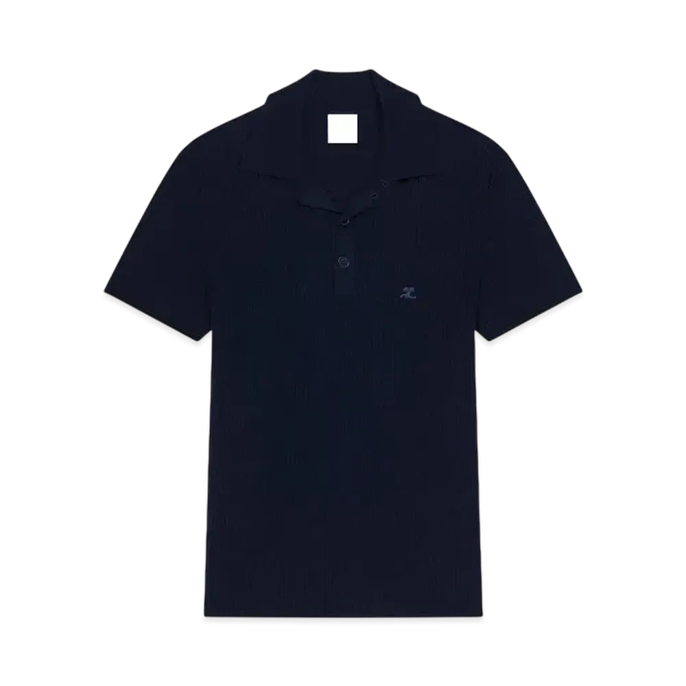 Courreges Rib Knit Polo "Navy"