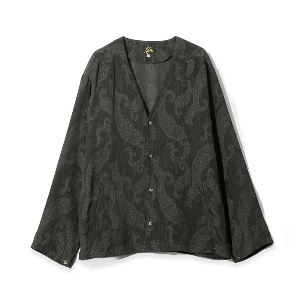 NEEDLES V Neck Shirt Rayon Paisley Jacquard "Black"