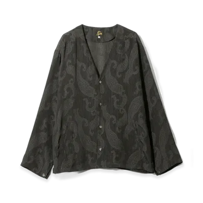 NEEDLES V Neck Shirt Rayon Paisley Jacquard "Black"