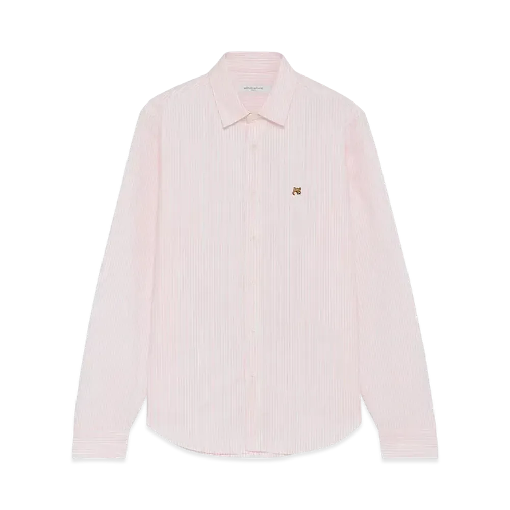 Maison Kitsune JP Exclusive Fox Head Embroidery Stripe Shirt "Light Pink Stripes"