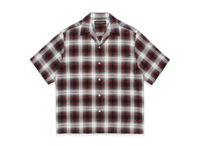 WACKO MARIA Ombre Check Open Collar Shirt "Brown"