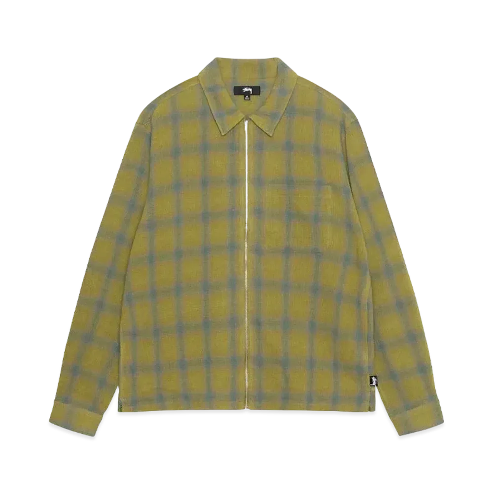 Stussy Zip Shirt Twisted Yarn Plaid "Green"