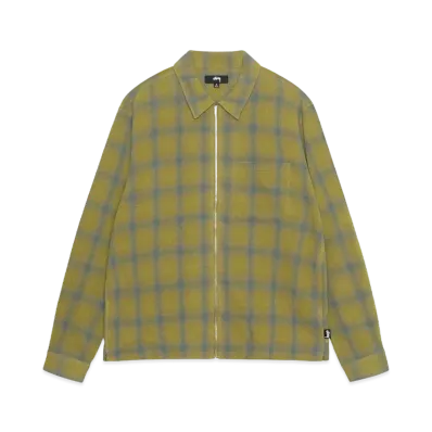 Stussy Zip Shirt Twisted Yarn Plaid "Green"