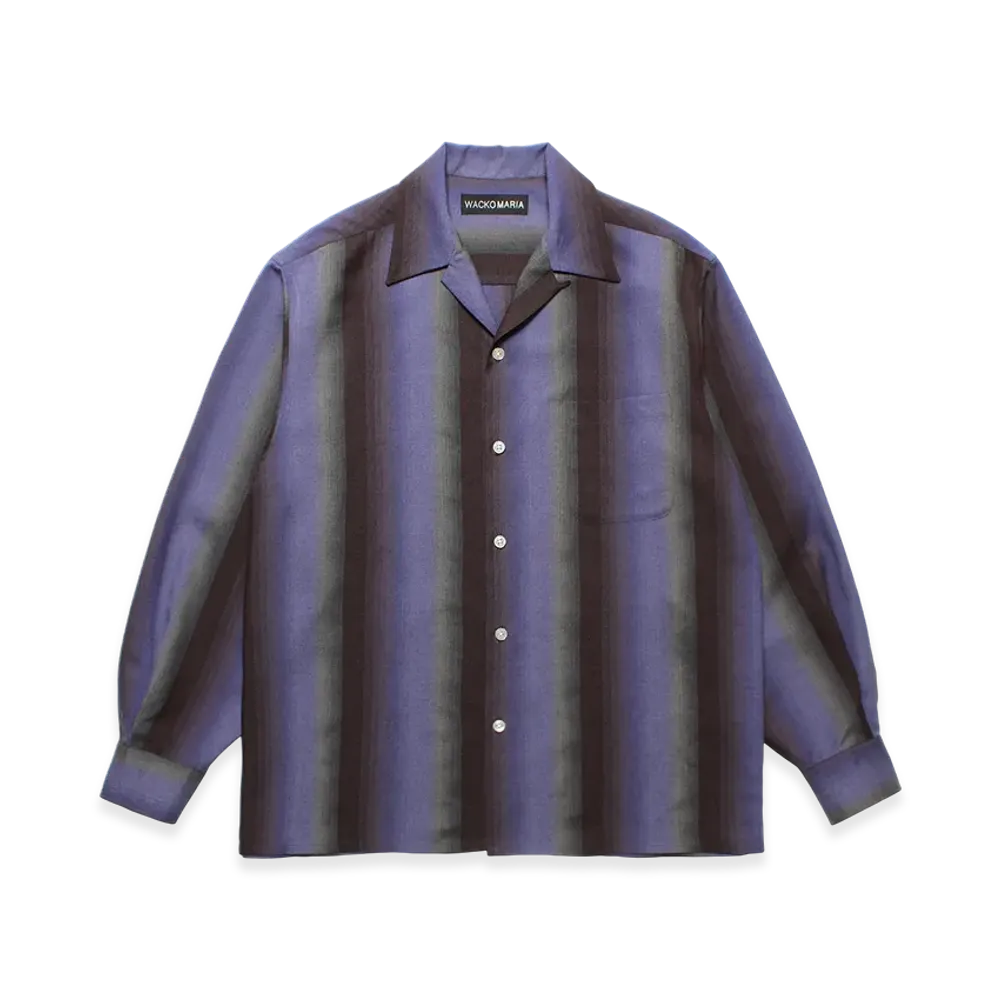 WACKO MARIA Ombre Stripe Open Collar Shirt "Purple"
