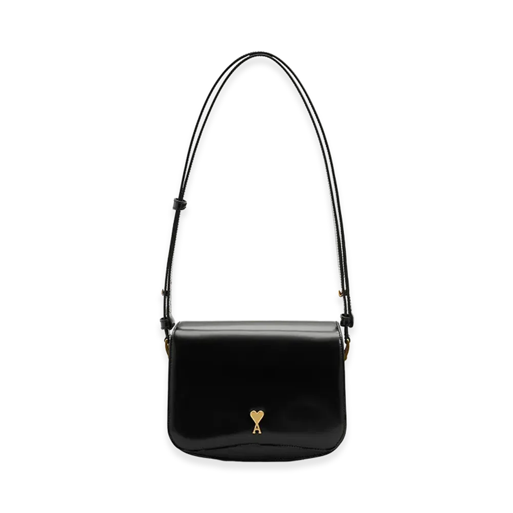 AMI PARIS Glazed Leather Paris Paris Bag "Black"