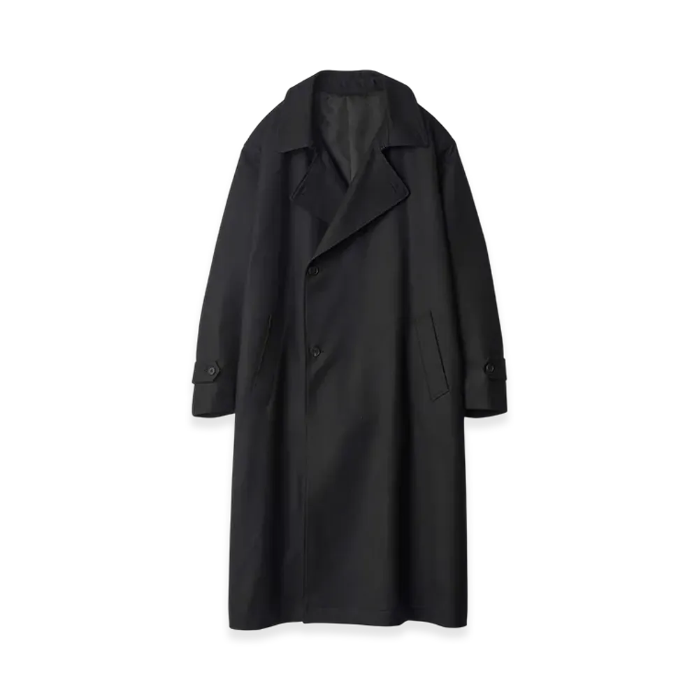ssstein Wool Flannel Oversized Double Breasted Coat "Black"