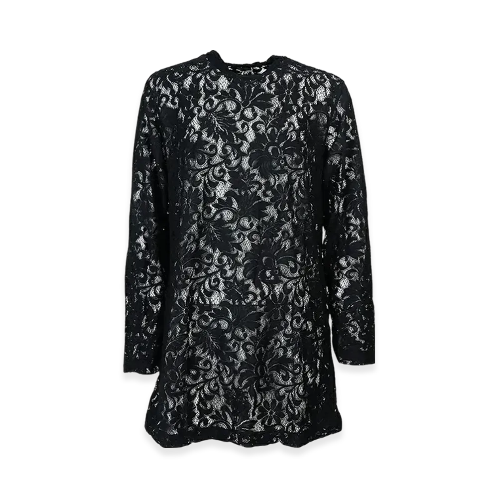 COMME des GARCONS HOMME PLUS Polyester Raschel Lace Garment Washed L/S "Black"
