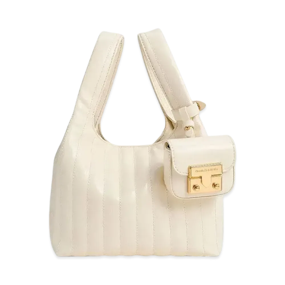 CHARLES & KEITH Donna Crinkle Effect Dumpling Bag "Cream"