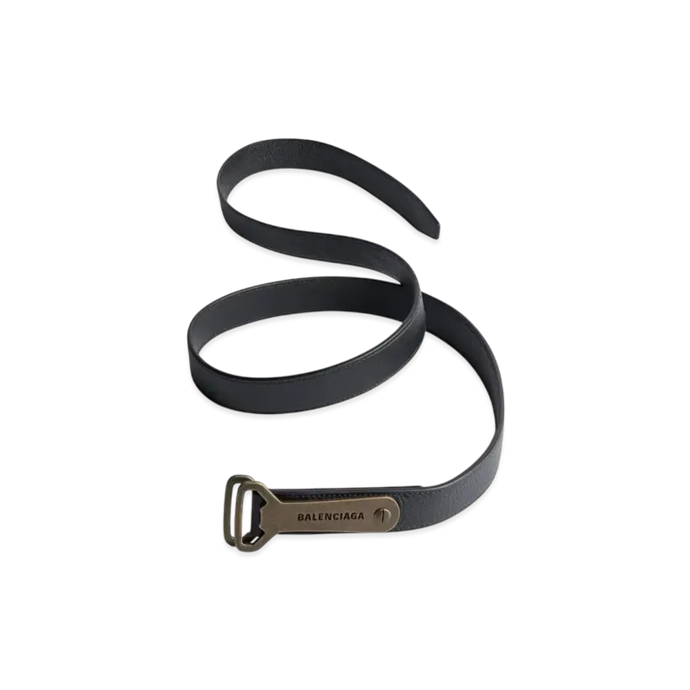 BALENCIAGA Bottle Opener D Ring Belt "Black"