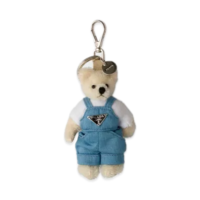 PRADA Teddy Bag Charm with Metal Ring "White"