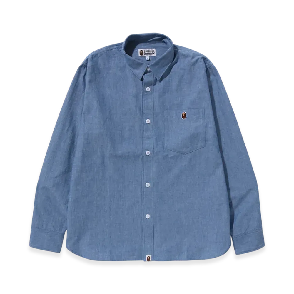 A BATHING APE One Point Relaxed Fit Chambray Shirt "Indigo"