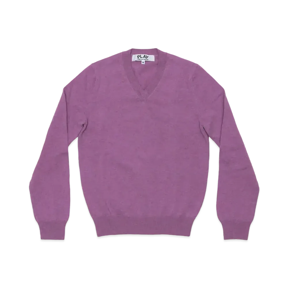 PLAY COMME des GARCONS Top Dyed Carded Lambswool V Neck Sweater Mens "Purple"