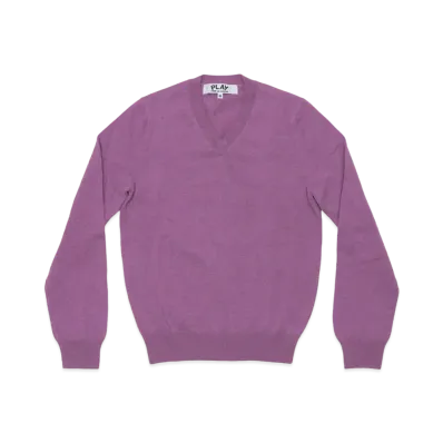 PLAY COMME des GARCONS Top Dyed Carded Lambswool V Neck Sweater Mens "Purple"