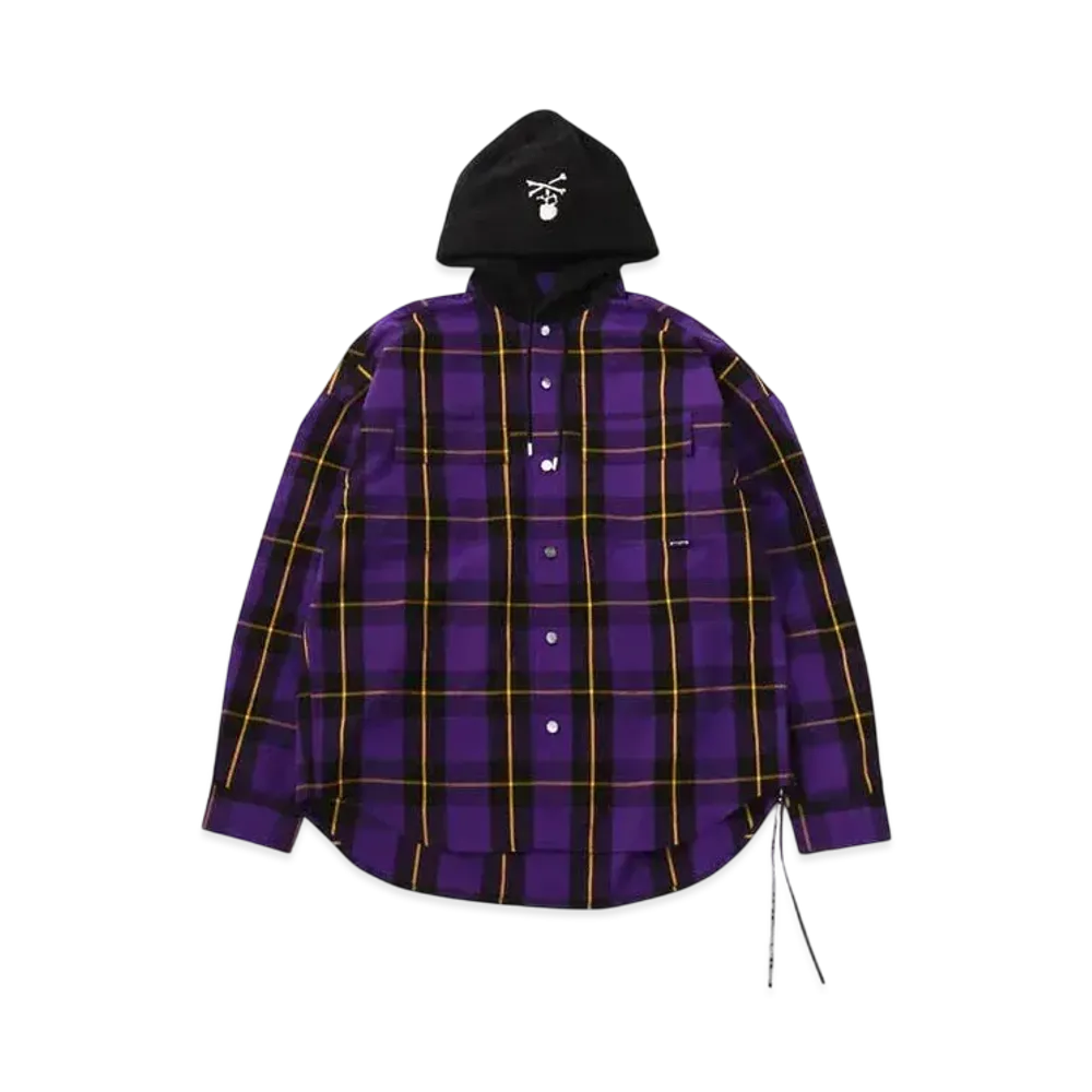 mastermind WORLD Block Plaid LS Hooded Shirt "Purple Base (Purple Plaid)"