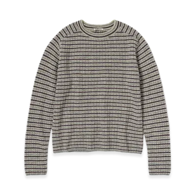 AURALEE Shetland Wool Cashmere Rib Knit P/O "Lime Purple Stripe"