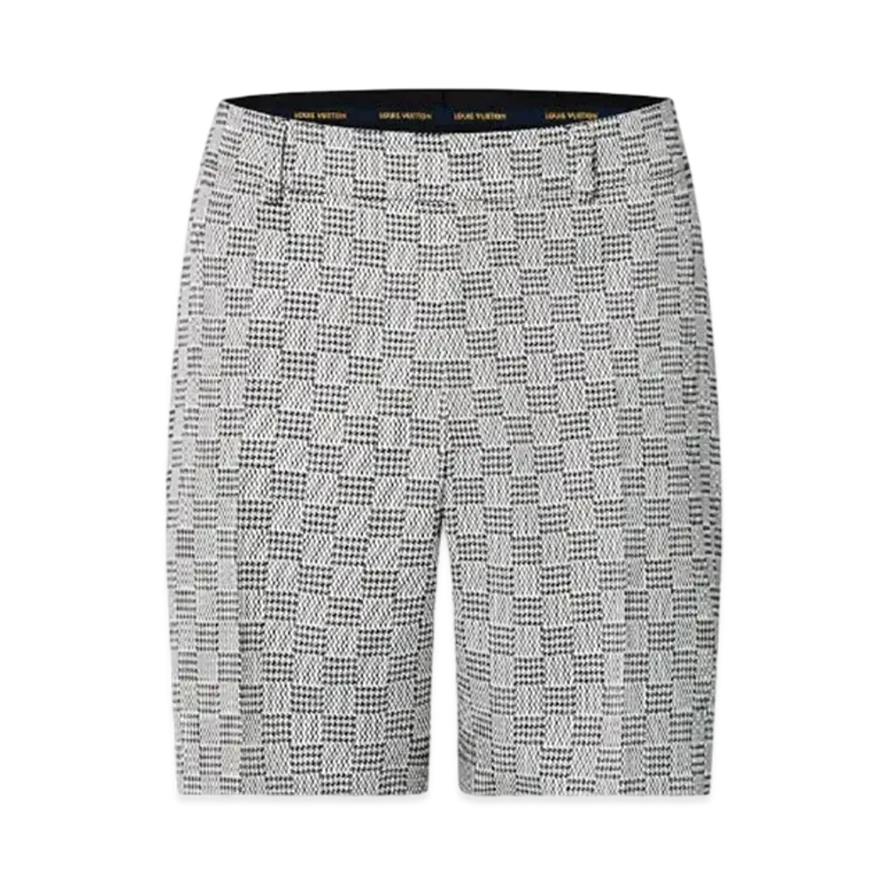 Louis Vuitton Damier Hounds Tooth Slim Wool Shorts "Grey"