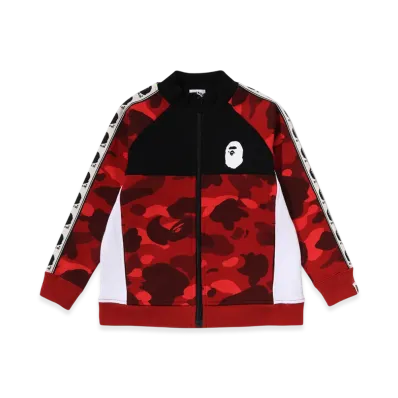 A BATHING APE Color Camo Bape Tape Track Jacket (Kids) "Red"