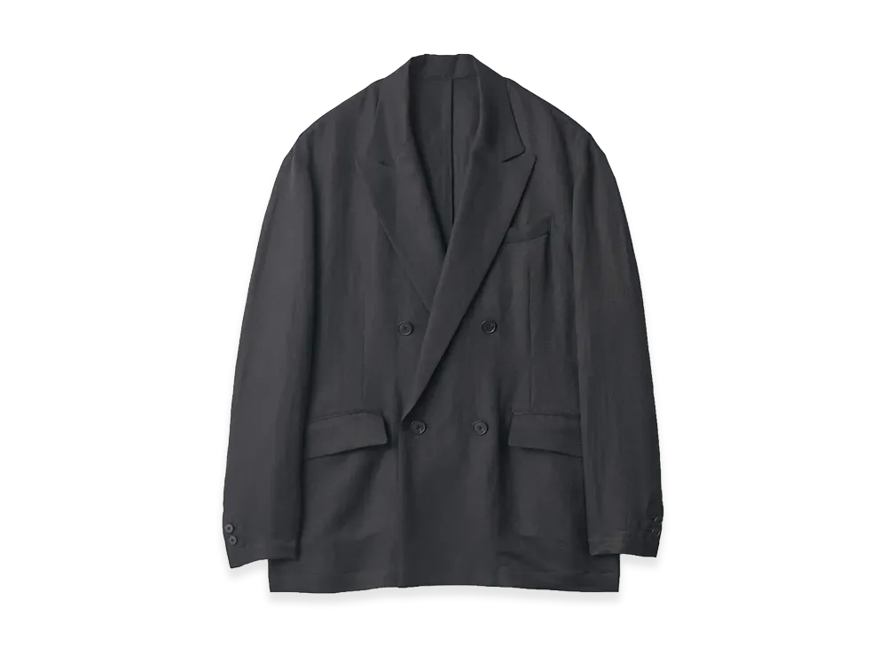 ssstein Silk Linen Twill Double Breasted Blazer "Black"