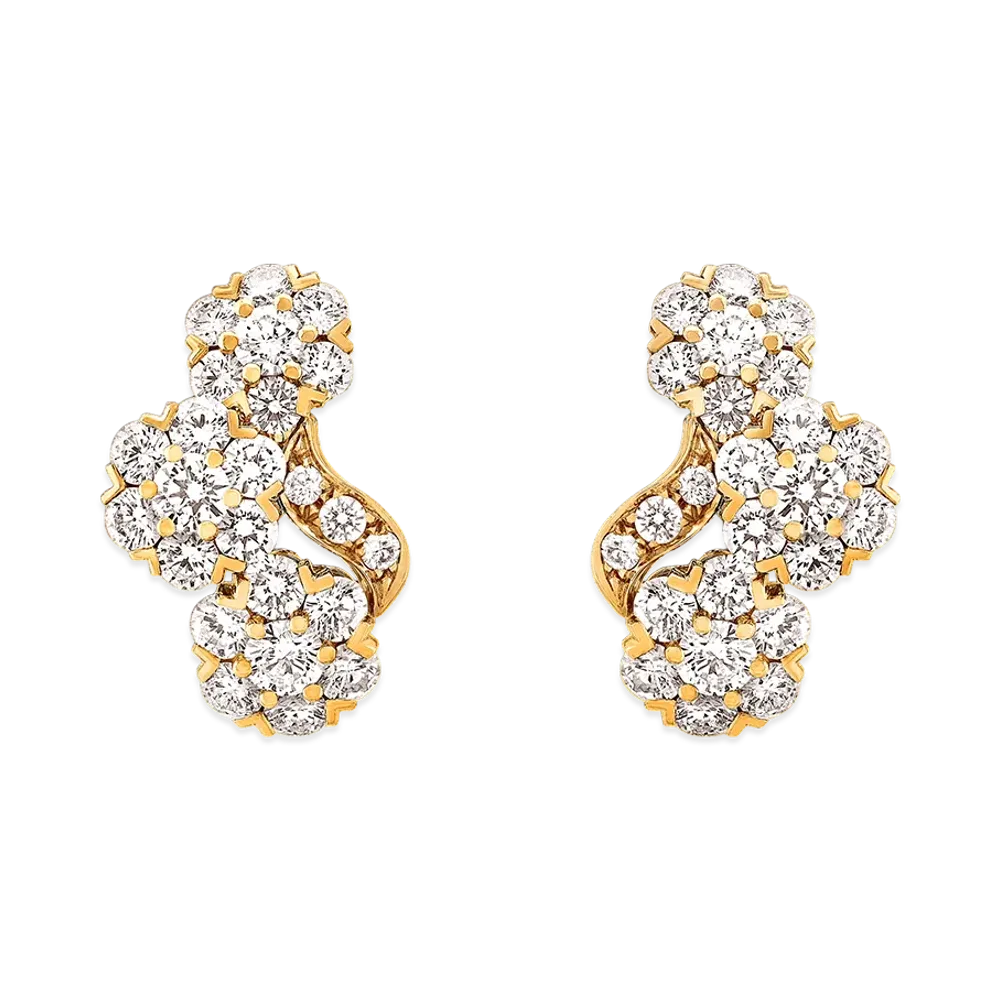 Van Cleef & Arpels Snowflake trois fleurs earrings "18K Yellow gold/Diamond"