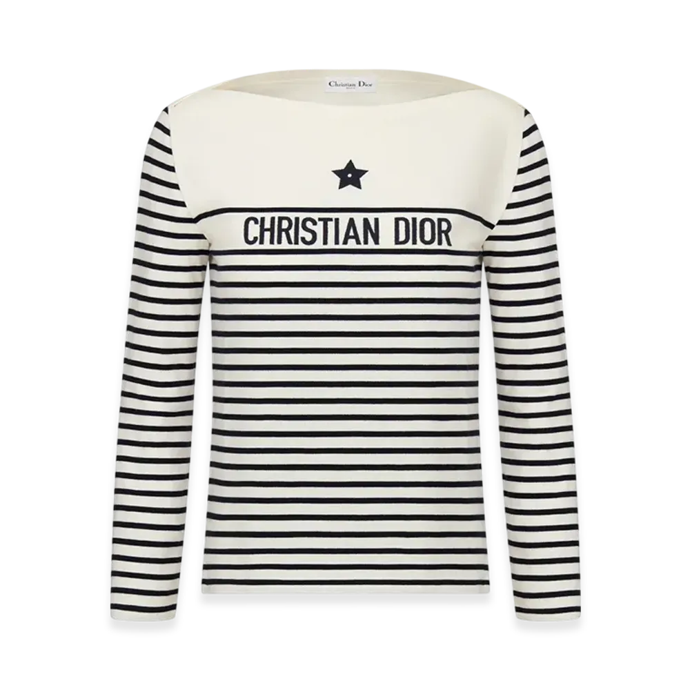 Dior Women's Dioriviera Long Sleeved T-Shirt "White/Navy Blue"