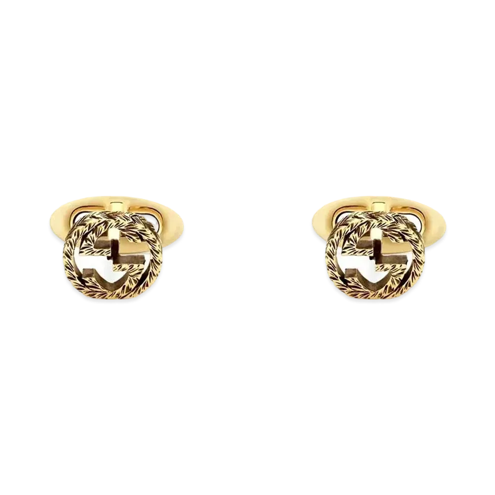 GUCCI Yellow Gold Cufflinks With Interlocking G
