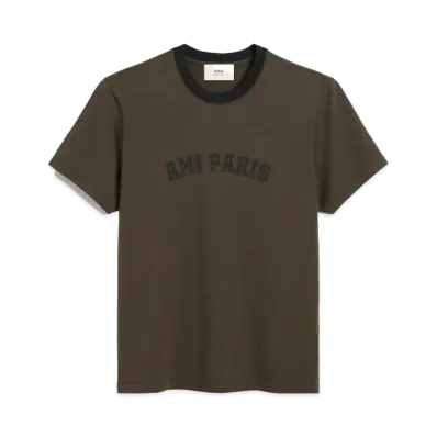 AMI PARIS Organic Cotton Jersey T-shirt "Dark Coffee"
