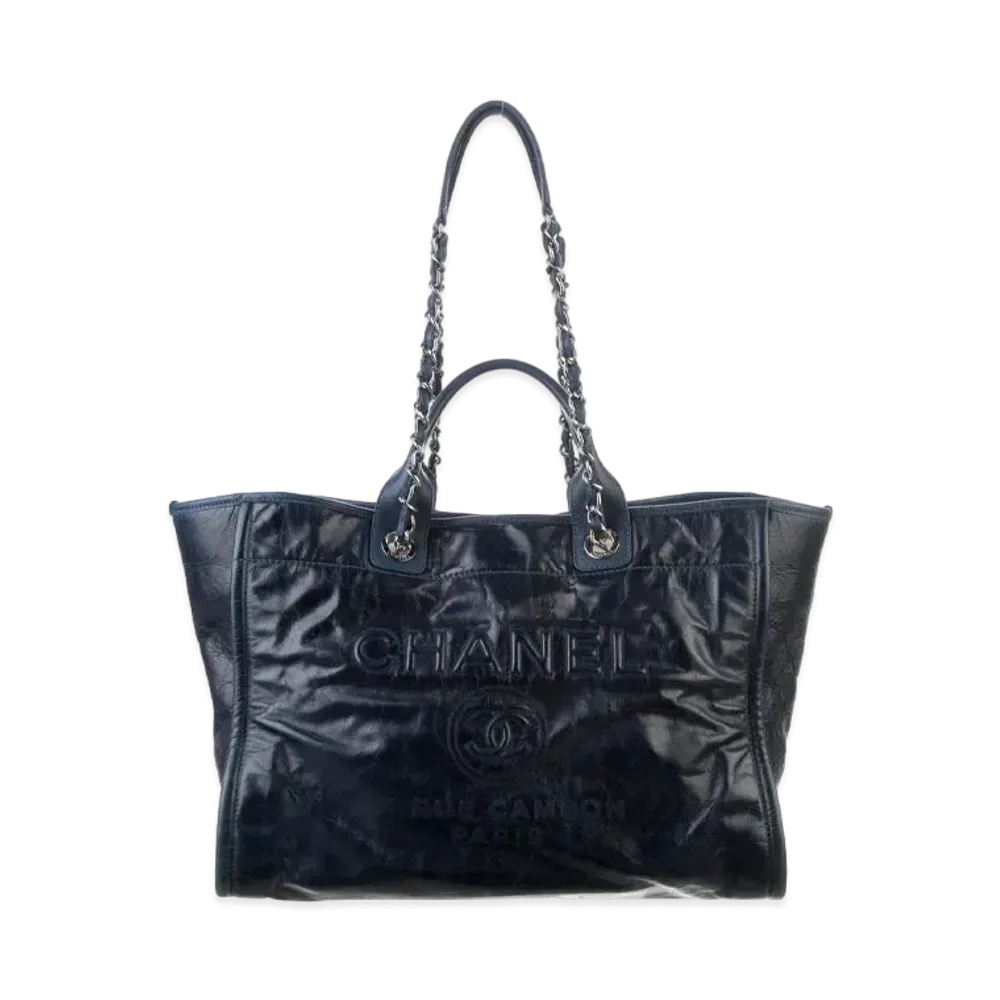 CHANEL Medium Deauville Tote Calfskin "Navy/Silver"