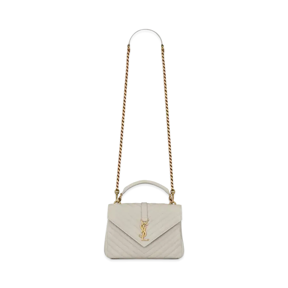 Saint Laurent College Medium In Quilted Leather "Vintage White"