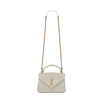 Saint Laurent College Medium In Quilted Leather "Vintage White"