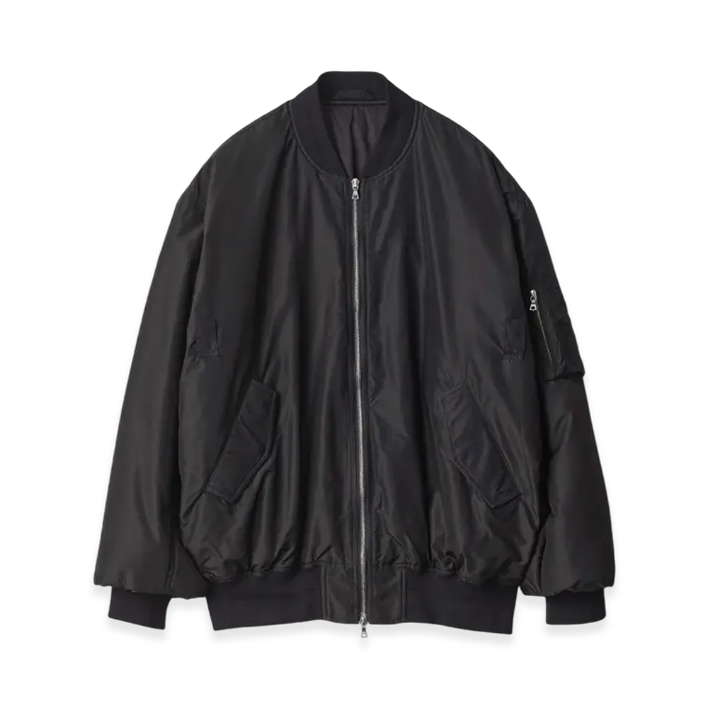 ssstein Pure Silk Tafta Oversized Flight Jacket "Black"
