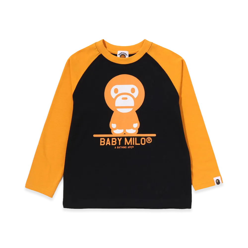 A BATHING APE Kids Baby Milo Skull Raglan LS Tee "Black"