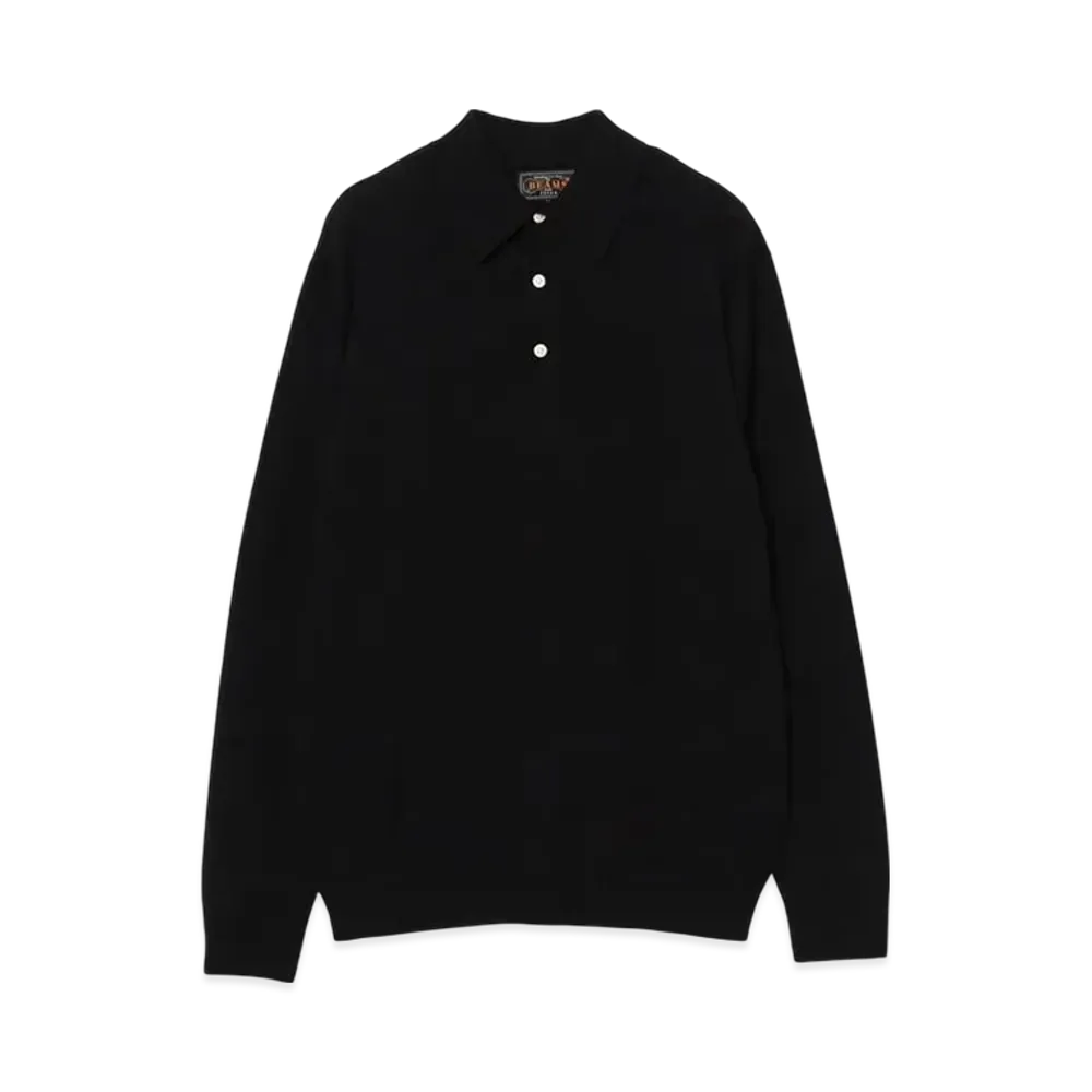 BEAMS Knit Polo 12G "Black"
