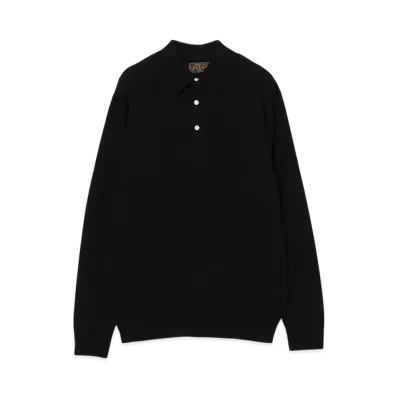BEAMS Knit Polo 12G "Black"