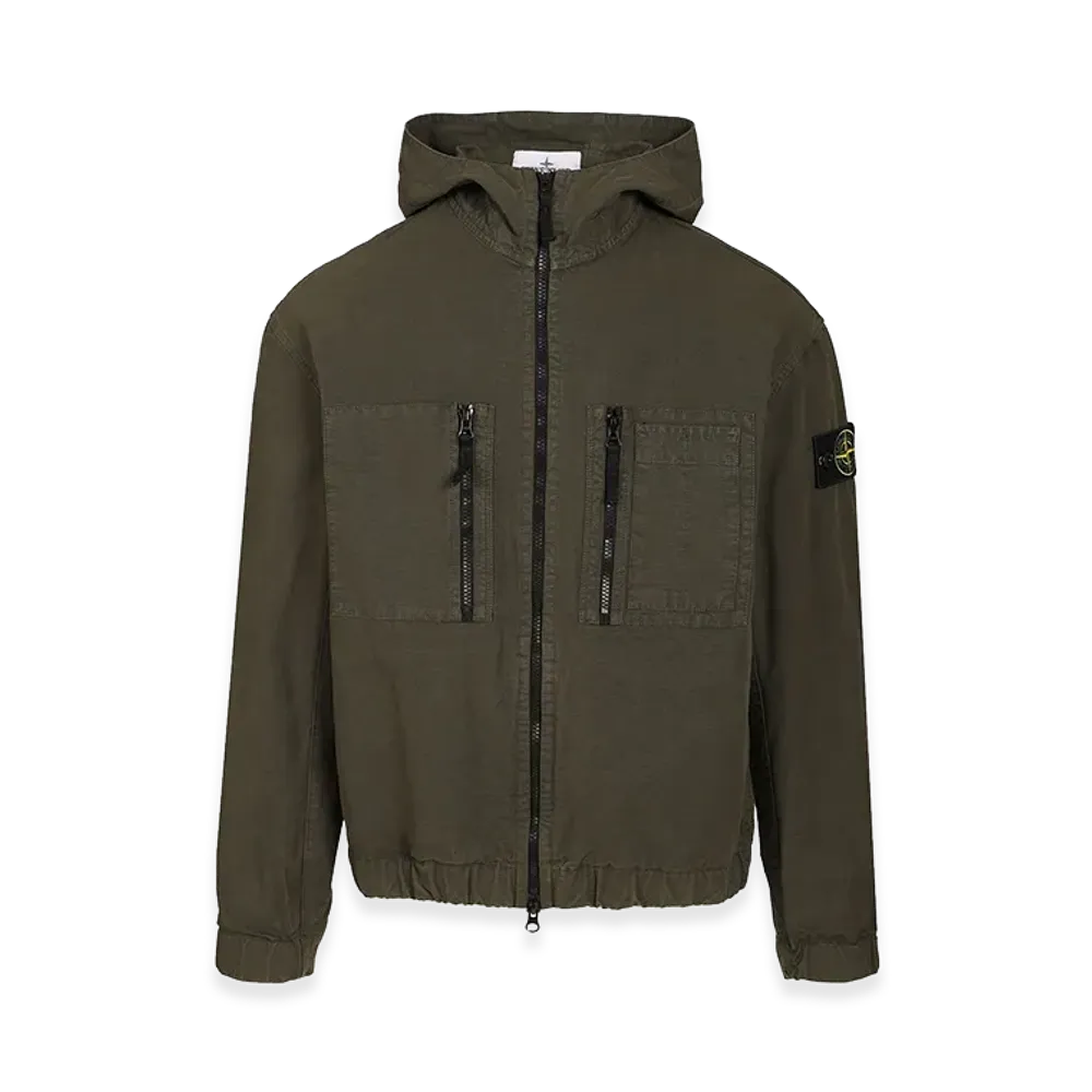 Stone Island Organic Cotton Ripstop Hooded Overshirt "Gray"