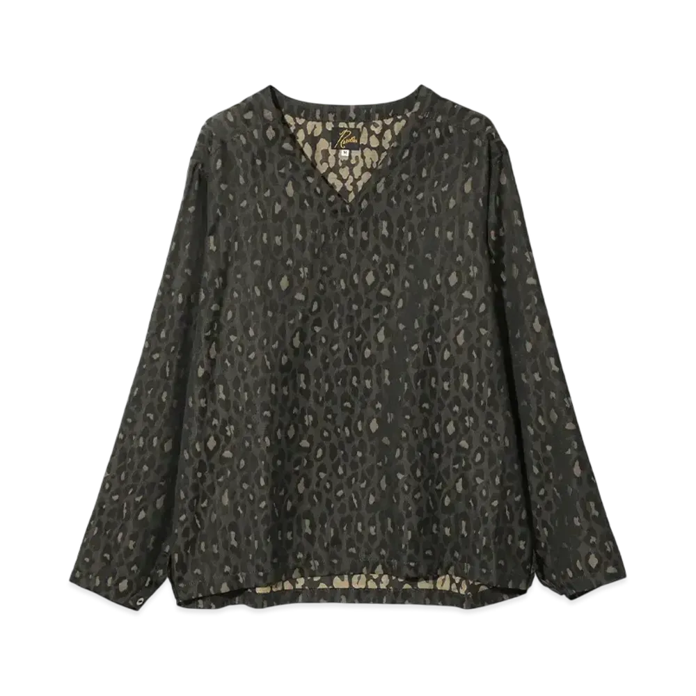 NEEDLES V-Neck P/O Shirt - PE/C Jacquard Cloth "Green"
