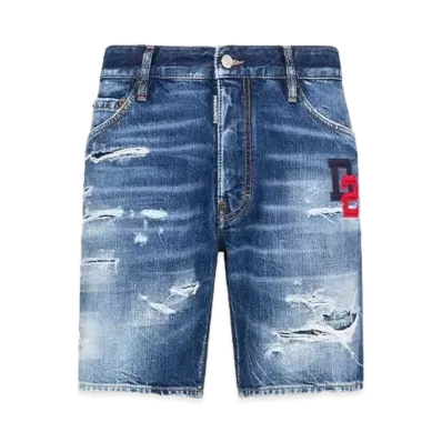 Dsquared2 Dark Ripped Wash Marine Shorts "Navy"