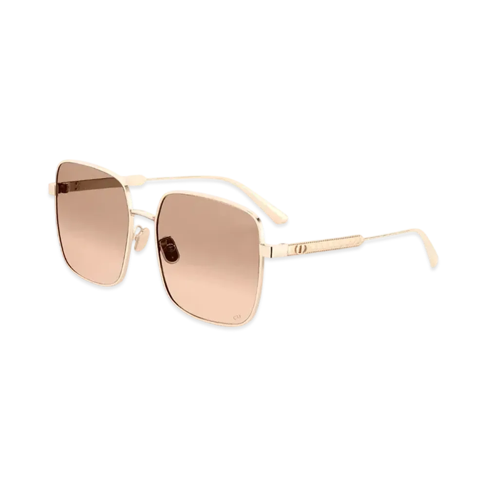 Dior Cannage S1U Bronze-to-Nude Gradient Square Sunglasses "Gold/Nude"