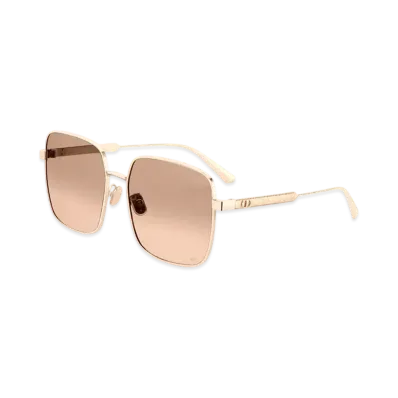 Dior Cannage S1U Bronze-to-Nude Gradient Square Sunglasses "Gold/Nude"