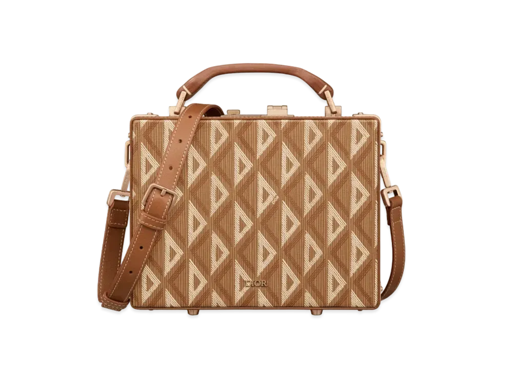 Dior Lock Case CD Diamond Canvas "Coffee"