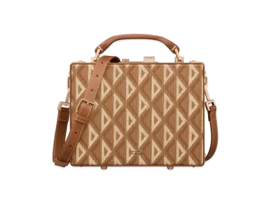 Dior Lock Case CD Diamond Canvas "Coffee"